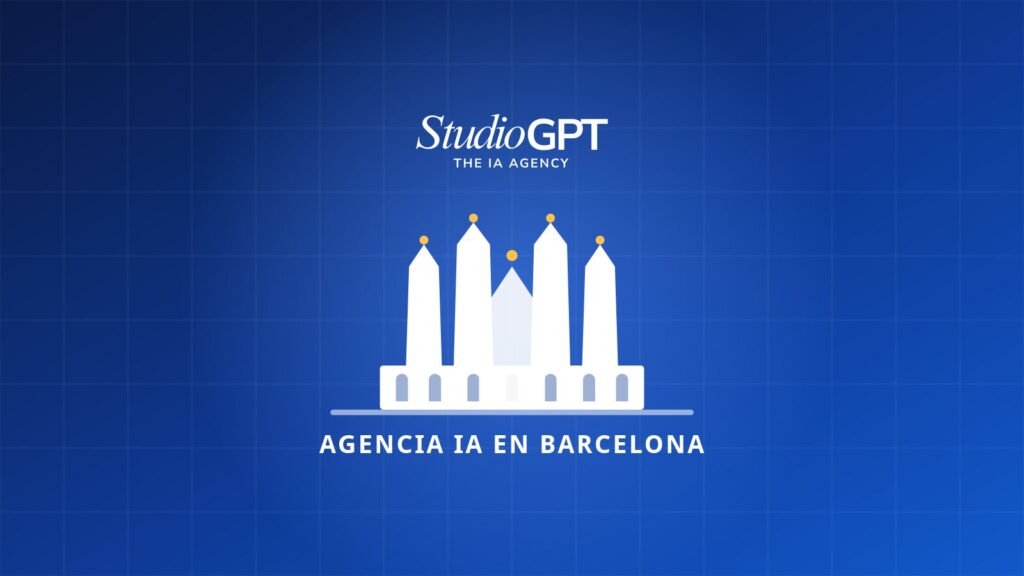 Ilustración de torres con forma de aguja que representa la agencia de IA en Barcelona