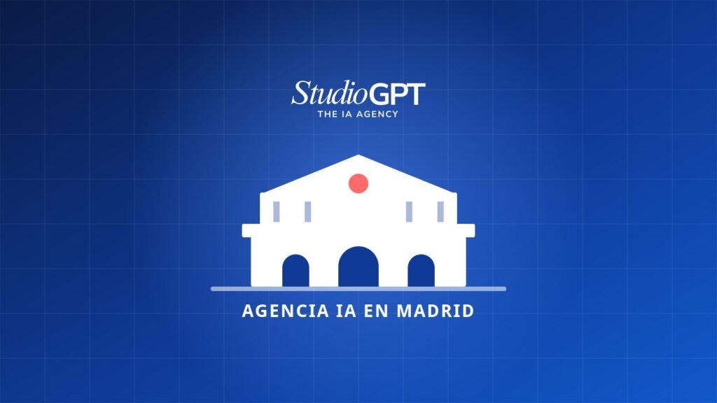 Ilustración de un monumento con arcos que representa la agencia de IA en Madrid