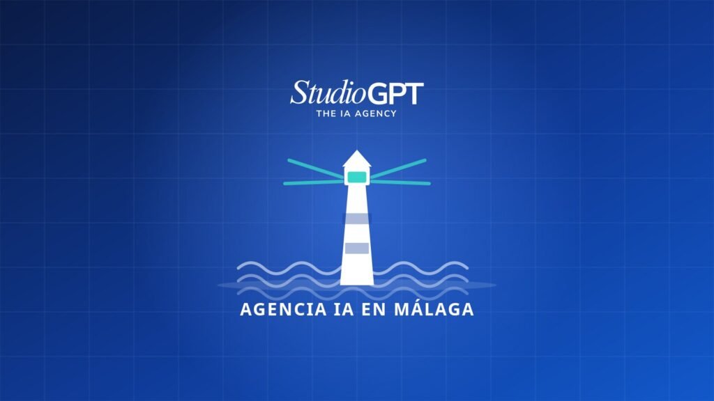 Ilustración de un faro con olas que representa la agencia de IA en Málaga