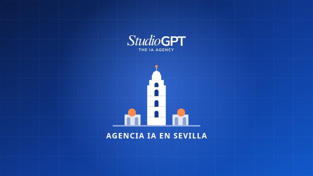 Ilustración de una torre y dos cúpulas que representa la agencia de IA en Sevilla