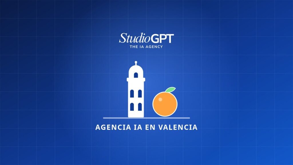 Ilustración con una torre campanario y una naranja que representa la agencia de IA en Valencia
